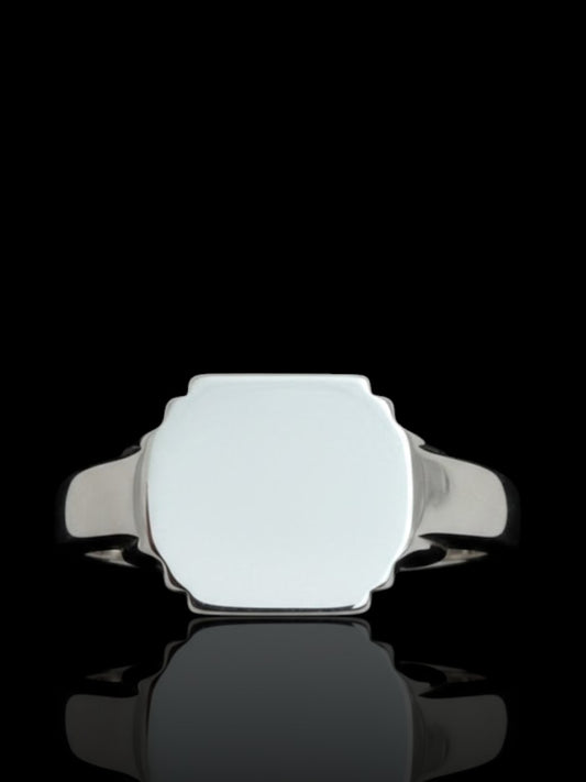 Sterling Silver Engravable Men’s Signet Ring – Free Name or Symbol Engraving