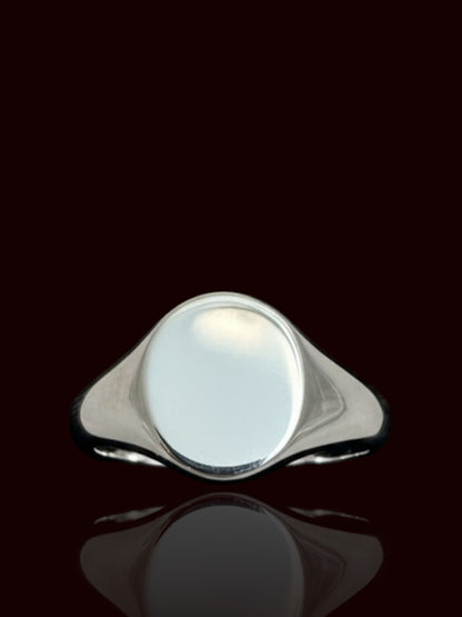 Sterling Silver Organic Oval Signet Ring – Free Personalized Name or Symbol