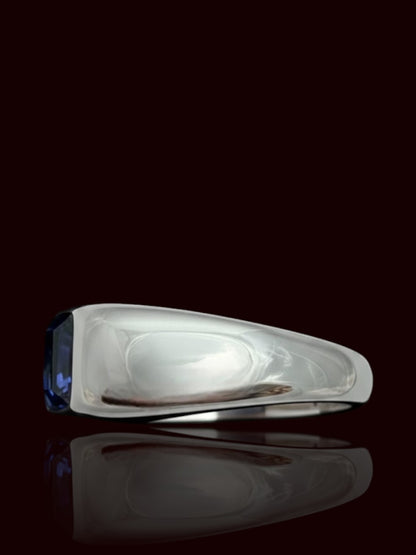Men’s Blue CZ Stone Signet Ring – Sterling Silver Statement Ring