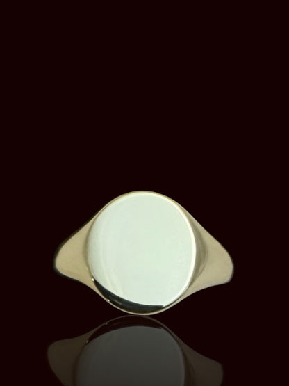 Sterling Silver Gold Tone Oval Signet Ring – Custom Engraved Name or Symbol