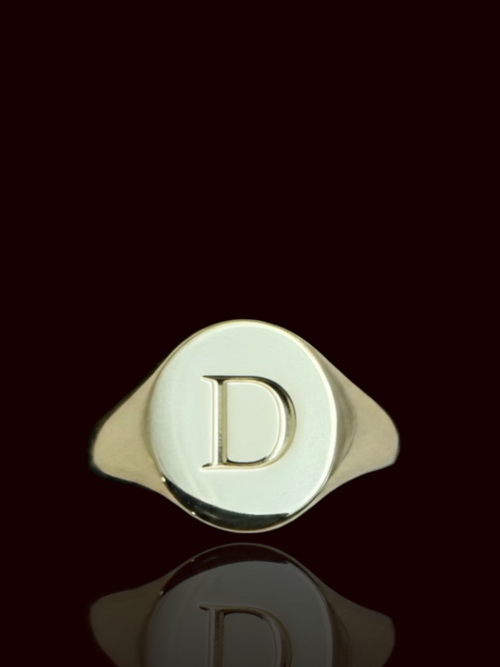 Sterling Silver Gold Tone Oval Signet Ring – Custom Engraved Name or Symbol