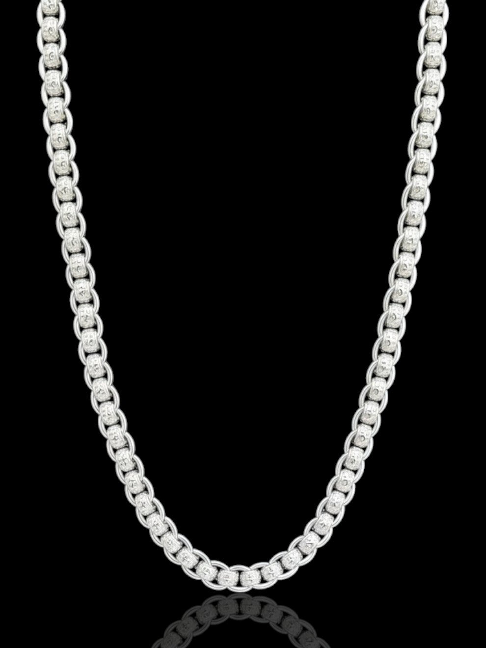 Patterned Rollerball Men’s Silver Chain