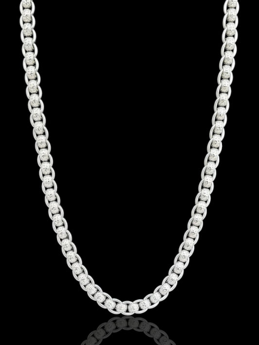 Patterned Rollerball Men’s Silver Chain