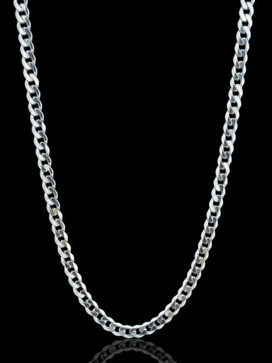 Men’s Silver Curb Cuban Link Chain 7 mm