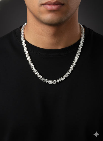 Men’s Silver Square Byzantine Chain