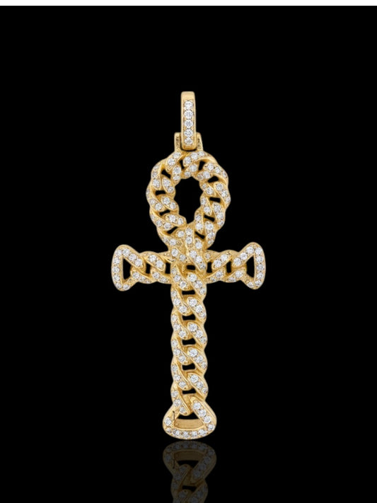 Gold Plated Silver Men's Cross Pendant