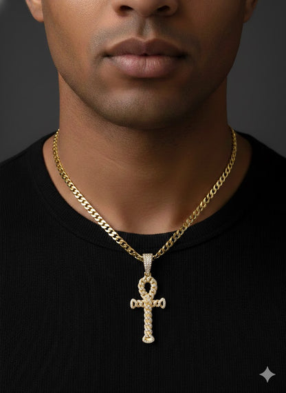 Gold Plated Silver Men's Cross Pendant