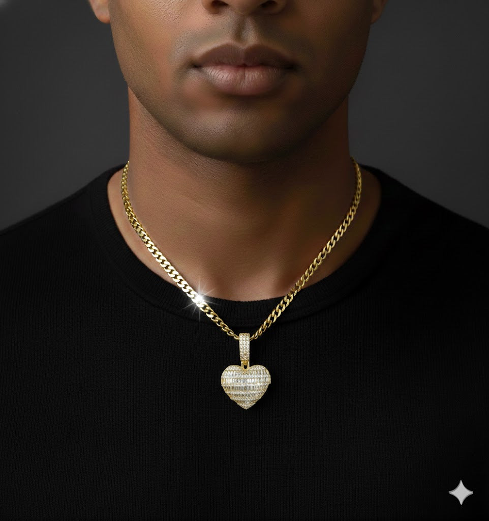 Men's Silver Gold Plated CZ Stone Pendant