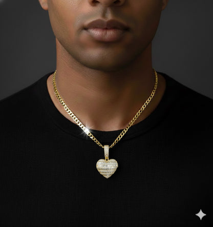 Men's Silver Gold Plated CZ Stone Pendant