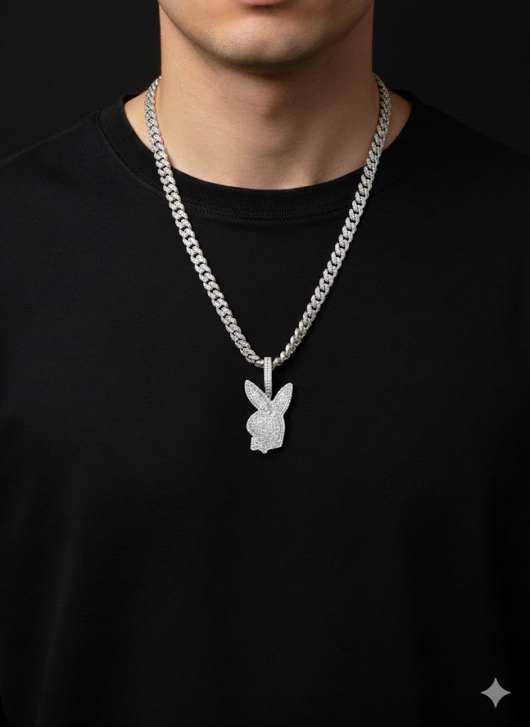 Men's Sterling Silver Playboy Bunny Pendant