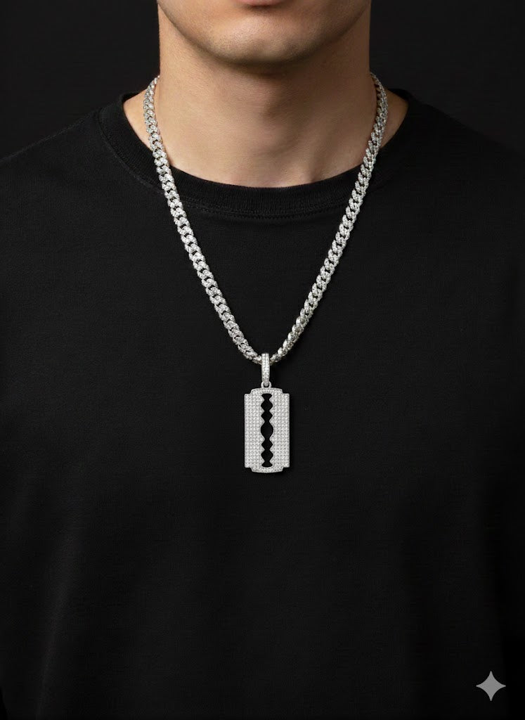 Silver Razor Blade Pendant