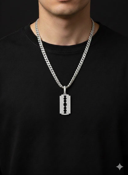 Silver Razor Blade Pendant