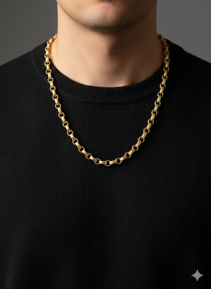 Men’s Silver Gold Patterned Belcher Chain