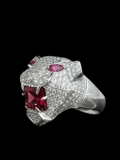Men’s Sterling Silver Iced Out Panther Head Ring
