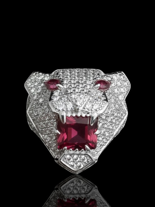 Men’s Sterling Silver Iced Out Panther Head Ring
