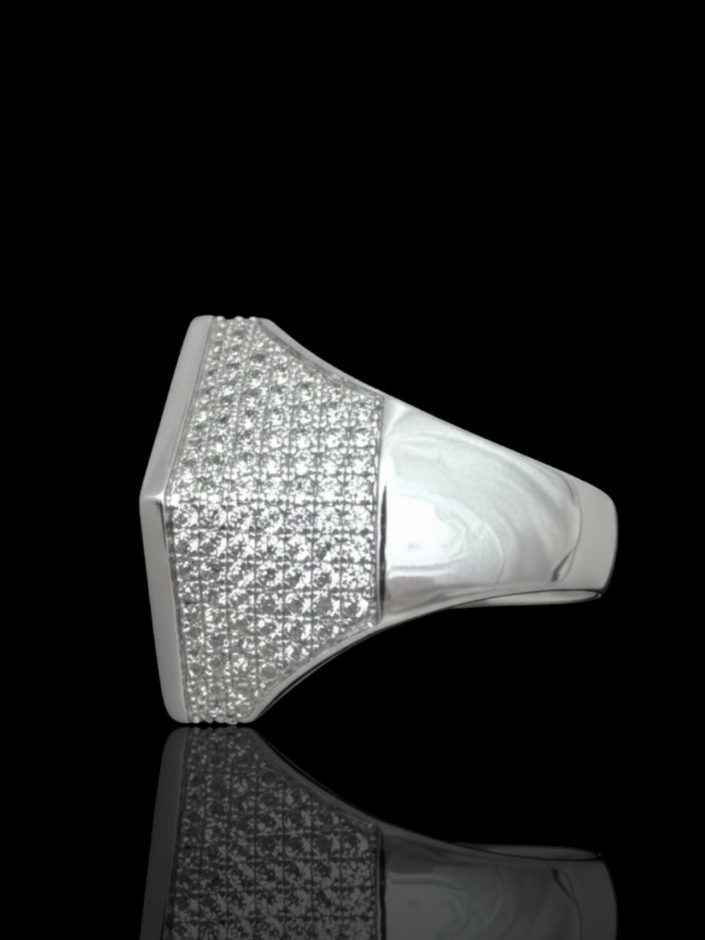 Men’s Square Shape CZ Set Pinky Silver Ring