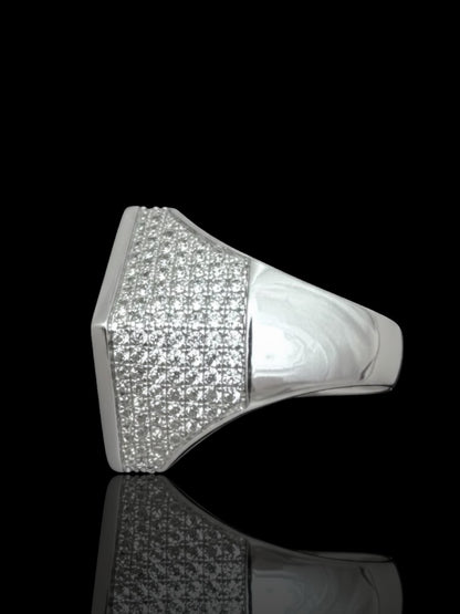 Men’s Square Shape CZ Set Pinky Silver Ring