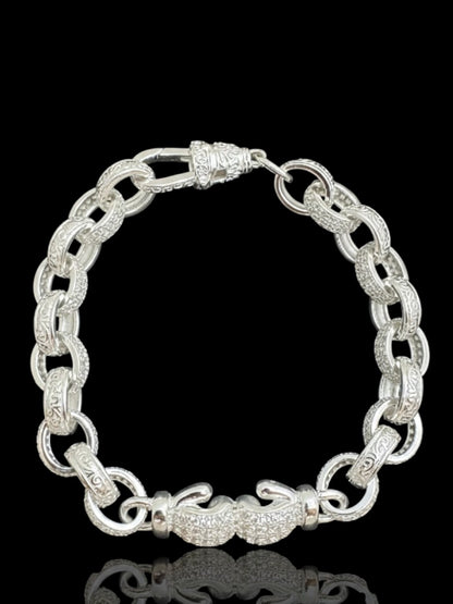 Men’s CZ Stone Boxing Glove Charm Belcher Bracelet