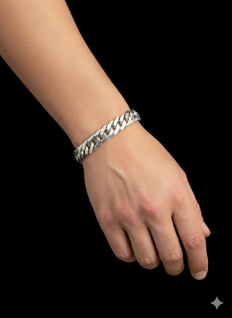 Men’s Silver Double Curb Bracelet - 10 mm