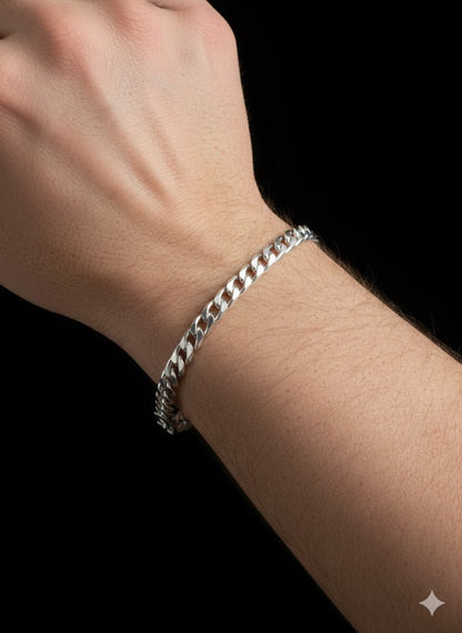 Men’s Solid Silver Curb Link Bracelet 4 mm