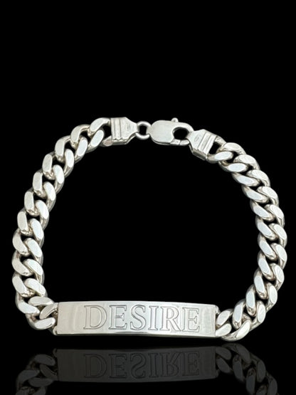 Men’s Silver ID Plate Bracelet – Custom Name Engraved- 4.0