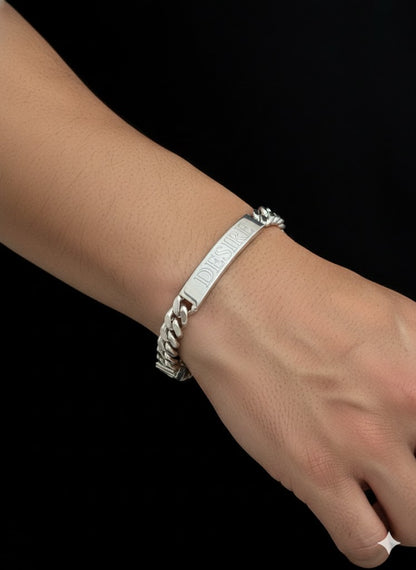 Men’s Silver ID Plate Bracelet – Custom Name Engraved- 4.0