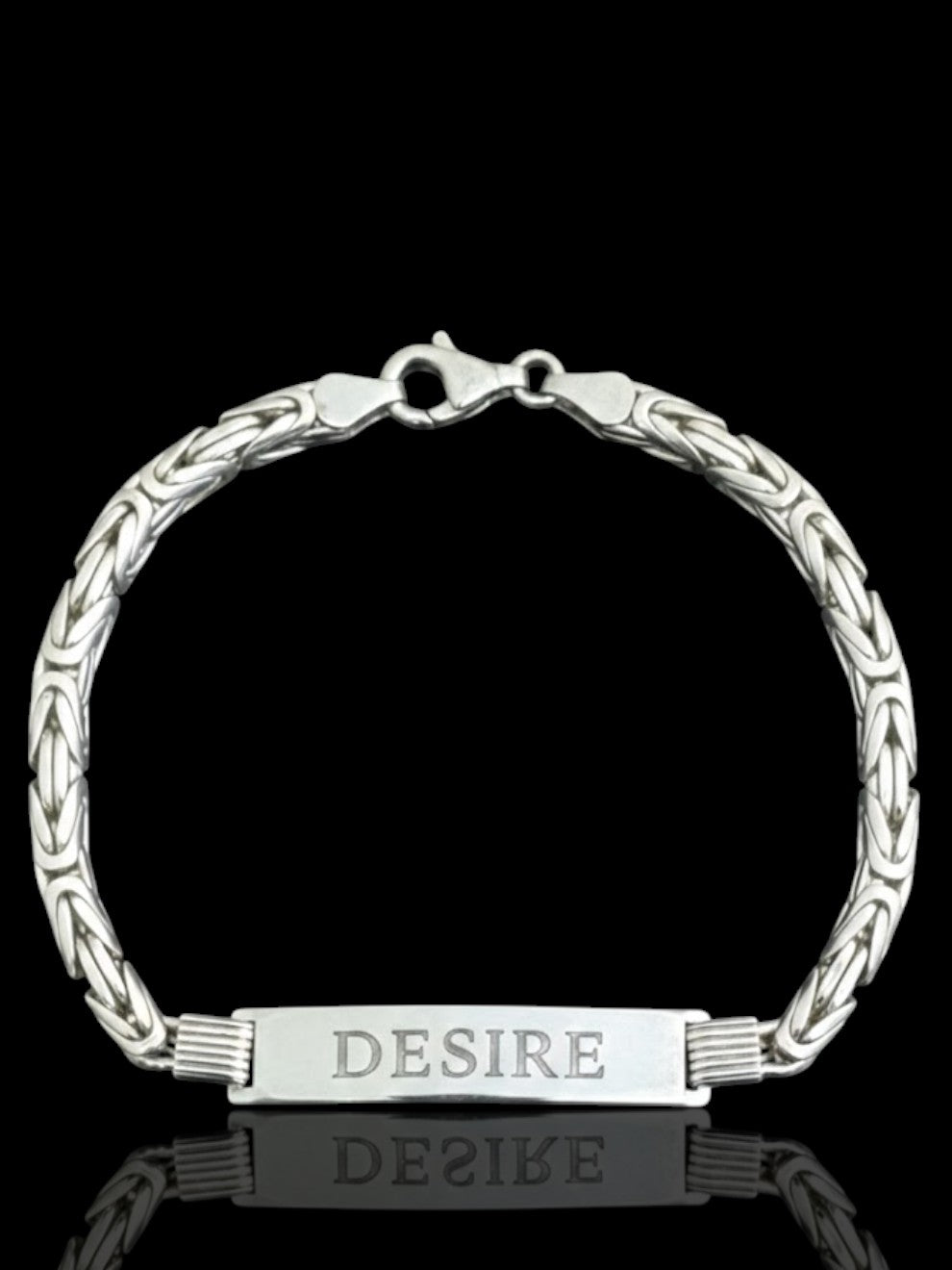 Men’s Silver Byzantine Link ID Bracelet – Custom Name Engraved