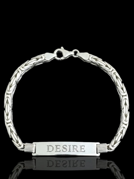 Men’s Silver Byzantine Link ID Bracelet – Custom Name Engraved