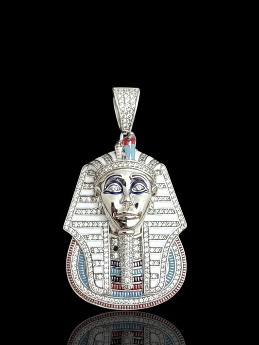 CZ Stone Silver Pharaoh Pendant