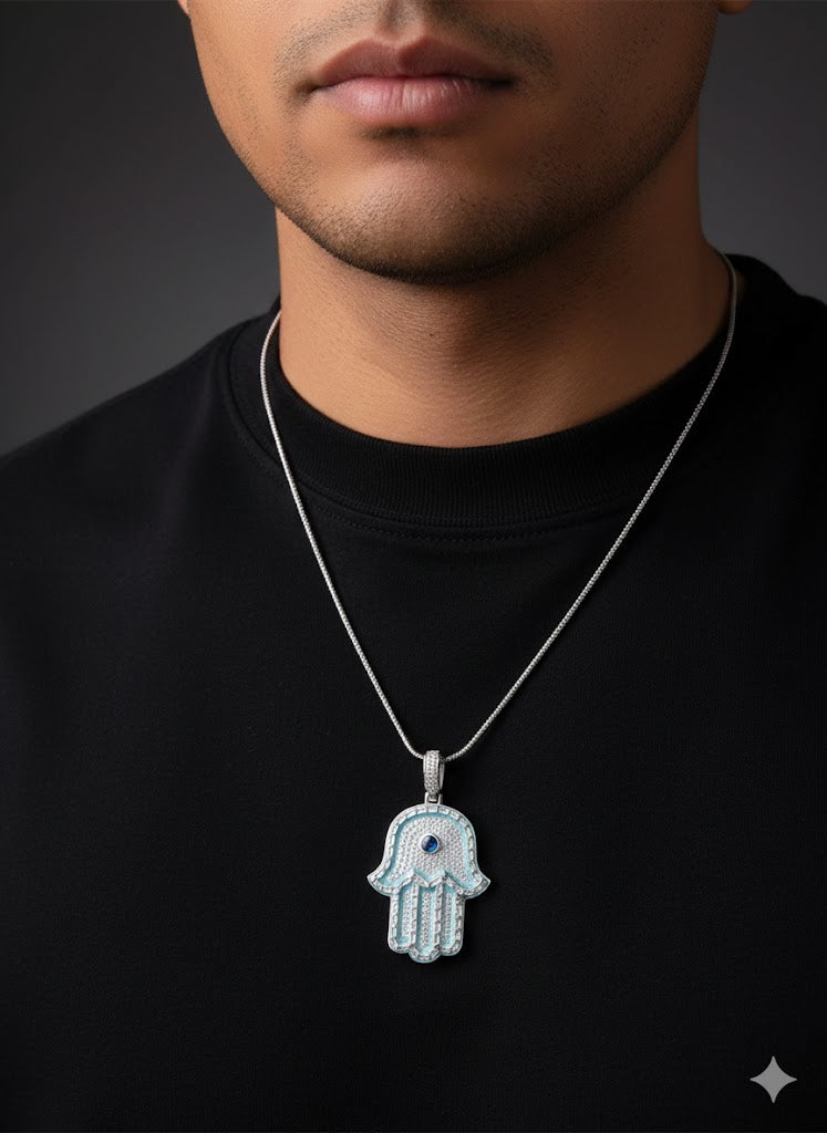 Sterling Silver Hamsa Hand Pendant
