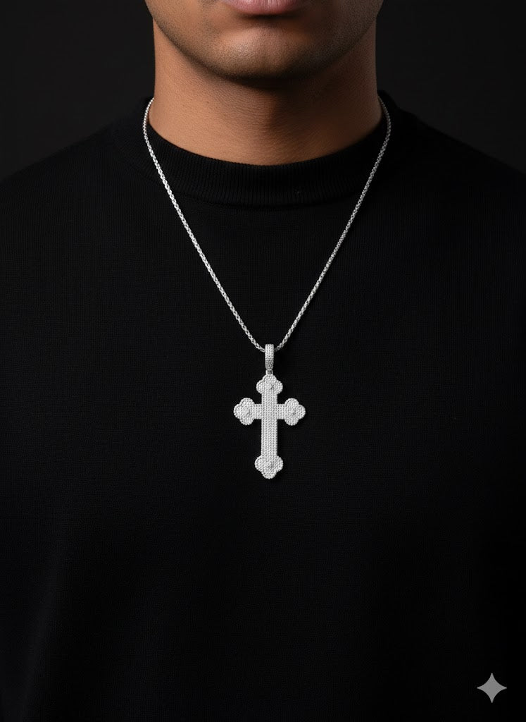 CZ Stone Sterling Silver Cross Pendant