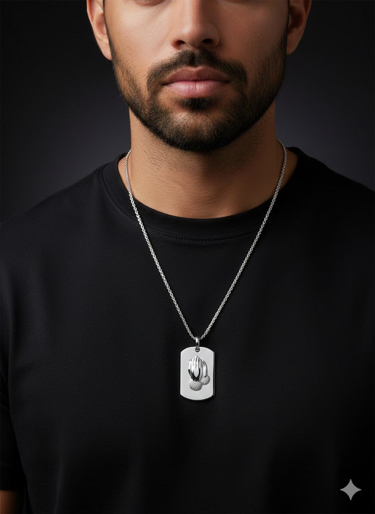 Sterling silver Praying Hands CZ pendant