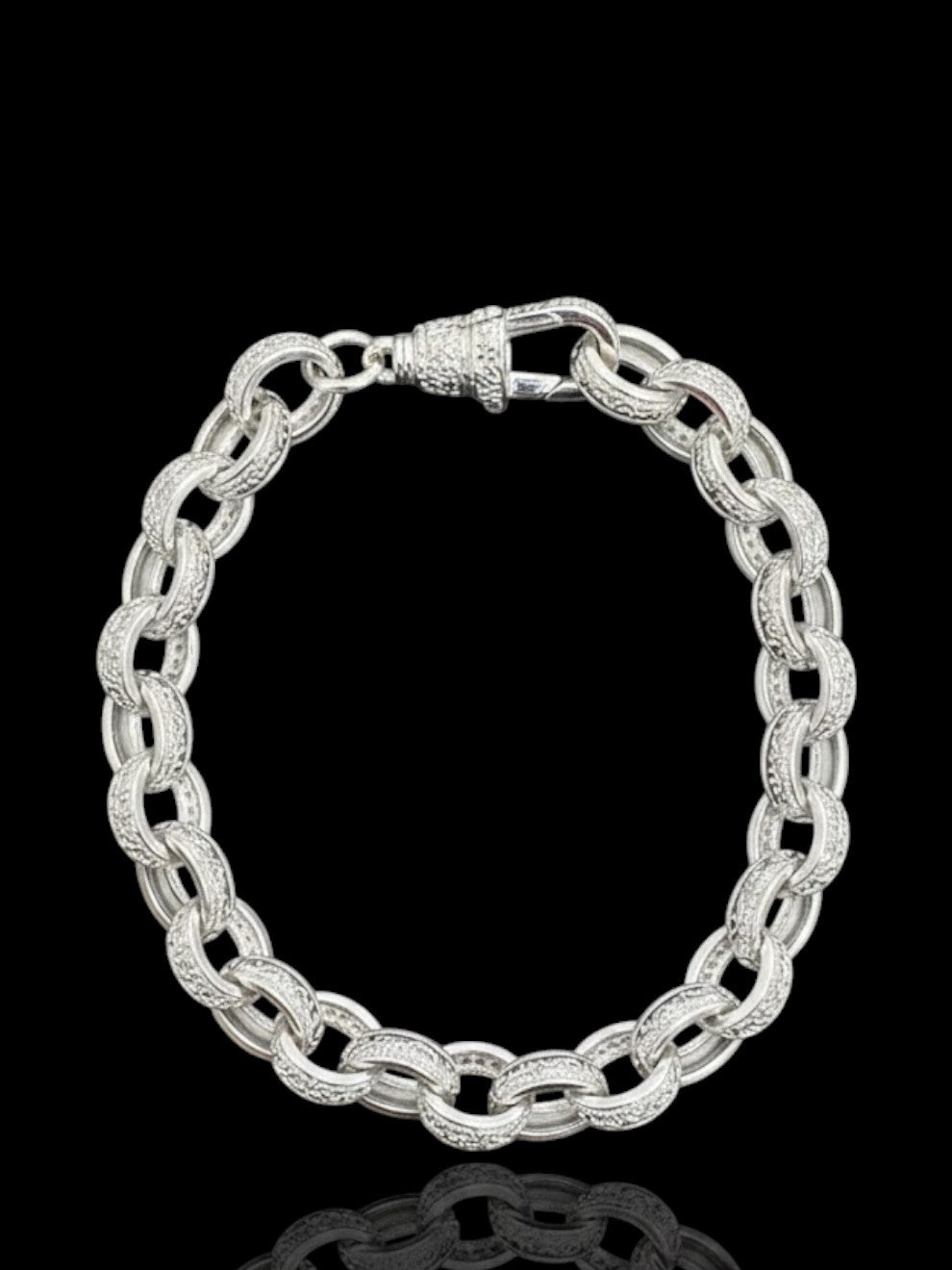 CZ Stone Belcher Men’s Silver Bracelet