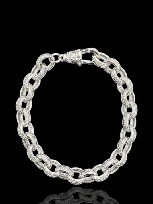 CZ Stone Belcher Men’s Silver Bracelet