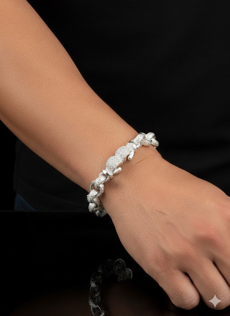 Men’s CZ Stone Boxing Glove Charm Belcher Bracelet