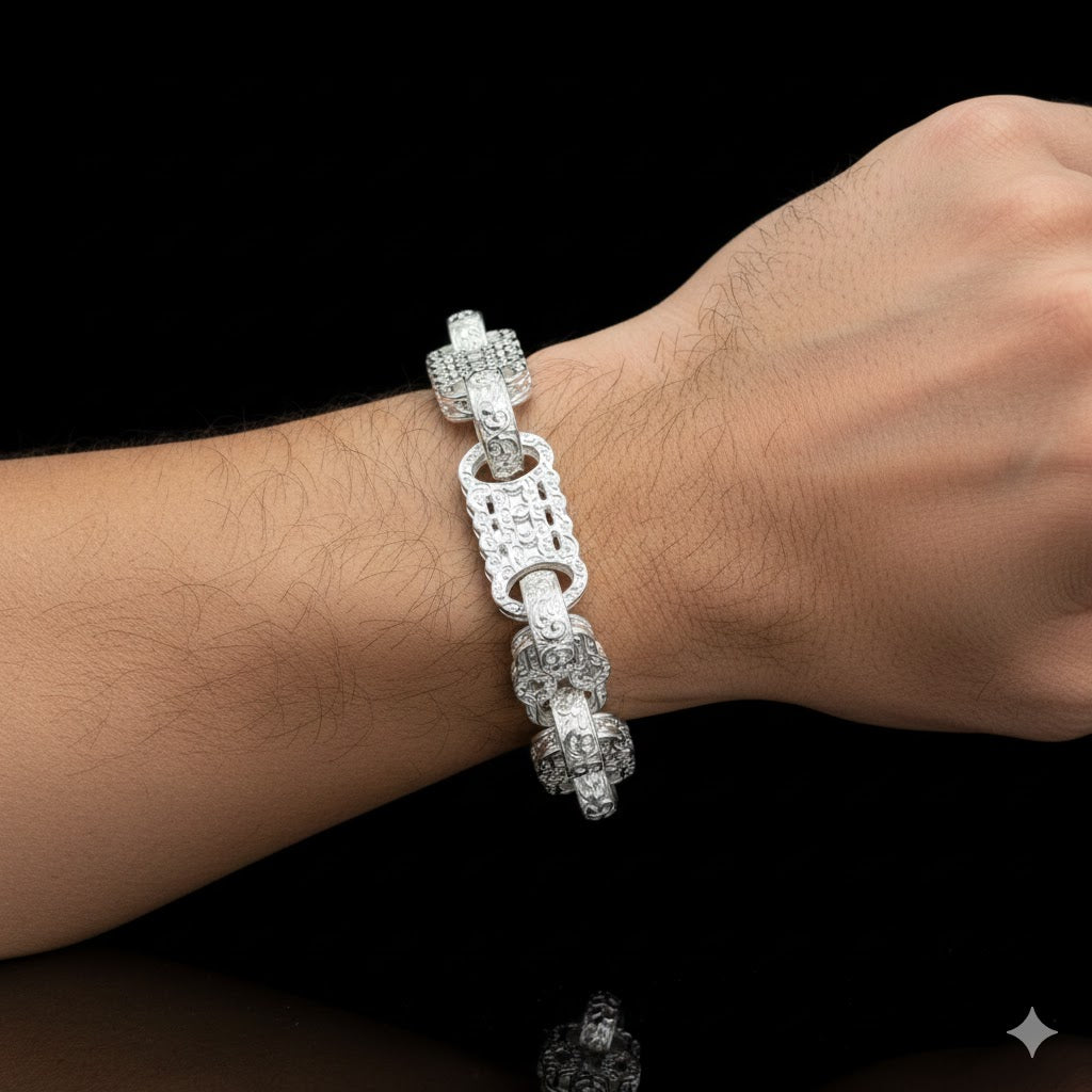 Star & Bars Men’s Silver Bracelet