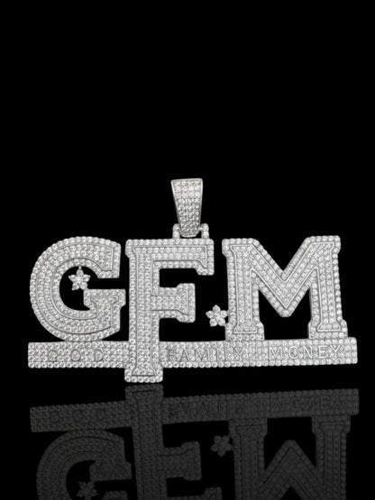 Men’s God, Family & Money Silver Pendant