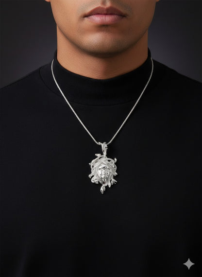 Sterling Silver Medusa Head Pendant