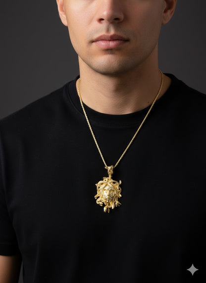 Sterling Silver Medusa Head Pendant