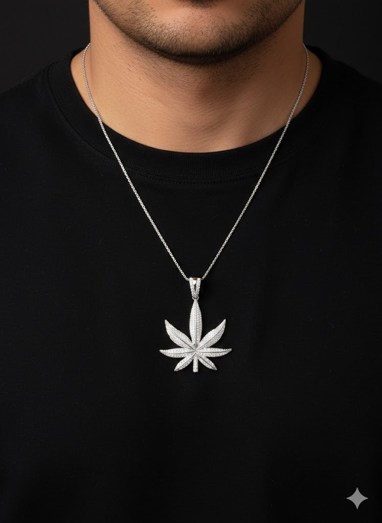 Men’s CZ Leaf Pendant