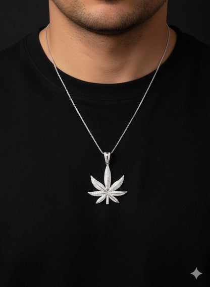 Men’s CZ Leaf Pendant