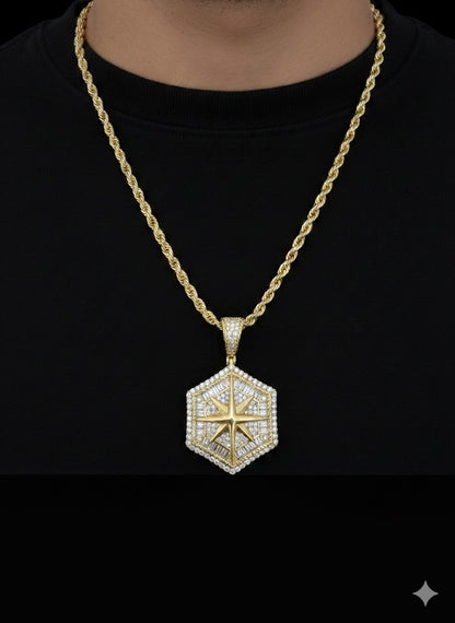 Silver Compass Pendant Set with CZ Stones – Sterling Silver Compass Necklace