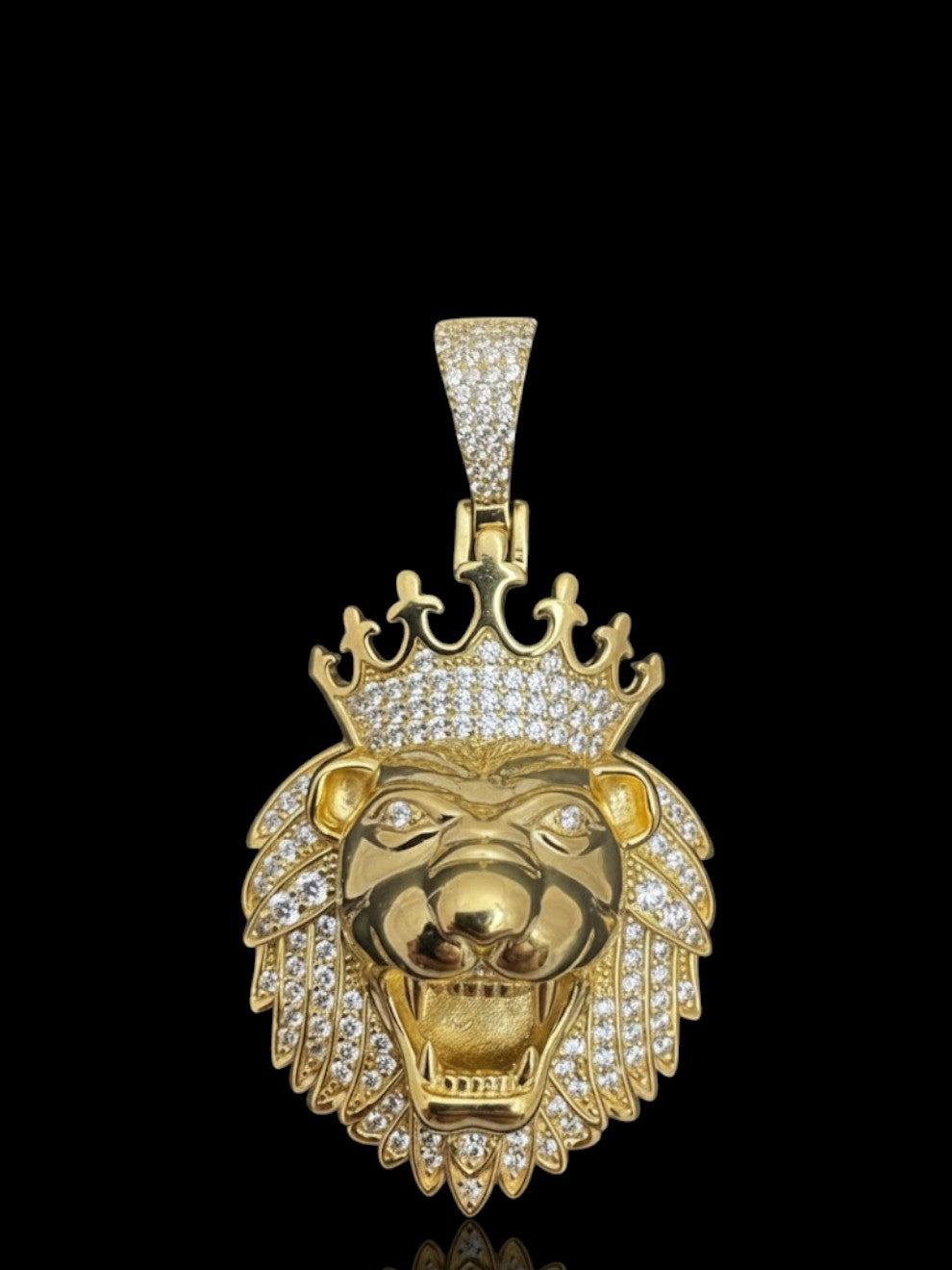 Lion with Crown Sterling Silver Pendant