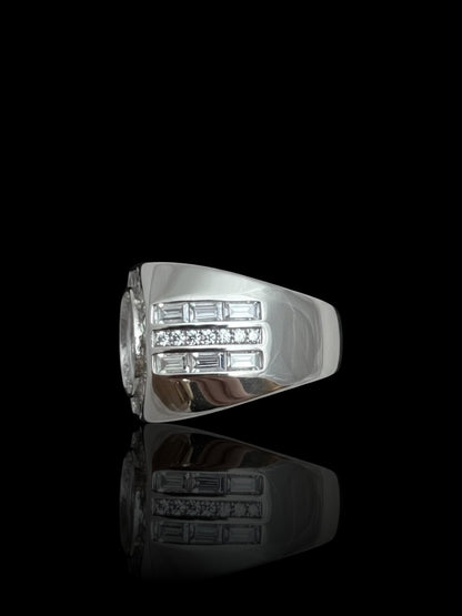 Men’s Silver Iced Hexagon Ring | 925 Sterling Silver Iced Ring