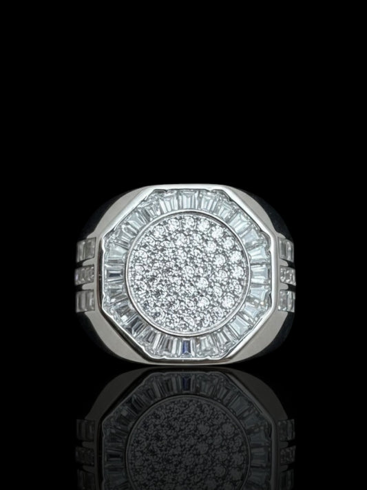 Men’s Silver Iced Hexagon Ring | 925 Sterling Silver Iced Ring
