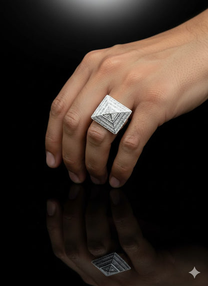 Men’s 925 Sterling Silver Pyramid Ring