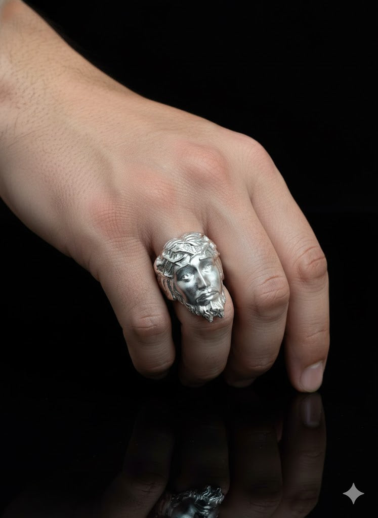 Men’s 925 Sterling Silver Jesus Ring | Religious Christian Men’s Ring
