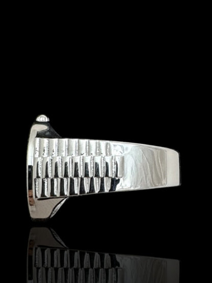 Men’s CZ Stone Watch Shaped Ring | 925 Sterling Silver Watch Design Ring