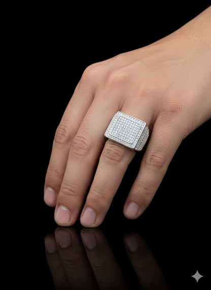 Men’s CZ Square Signet Ring | 925 Sterling Silver Square Men’s Ring