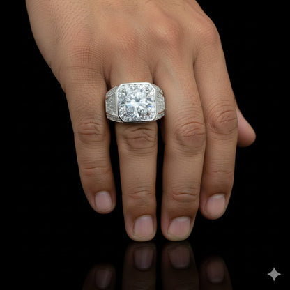 Men’s Sterling Silver Large Stone Set Signet Ring